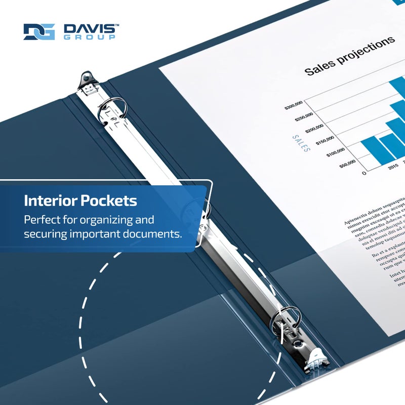Davis Group مجموعة مجلدات اقتصادية ممتازة مكونة من 6 حلقات مكونة من 3 حلقات للمدرسة أو المكتب، مجلدات دائرية الشكل، مقاس 2.54 سم، أزرق داكن - Image 5